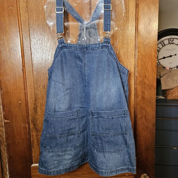 Womens M Casual Denim Overalls Dress Adjustable Strap Summer Mini Jean New - Picture 11 of 12